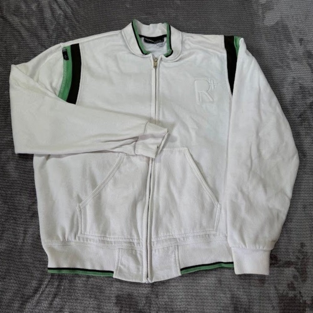Rocawear Mens Full Zip Track Jacket White Green Black Y2K Streetwear XL